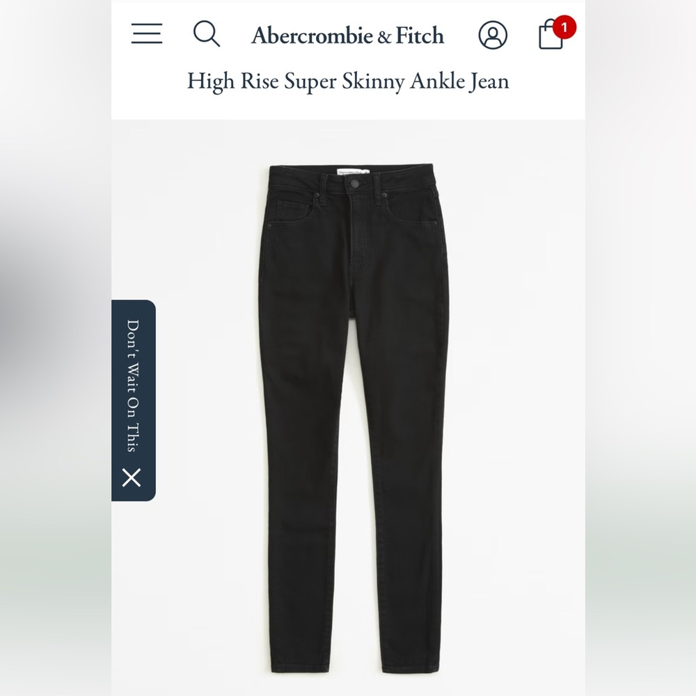 Abercrombie black distressed high rise super skinny simone jeans size 27 4r
